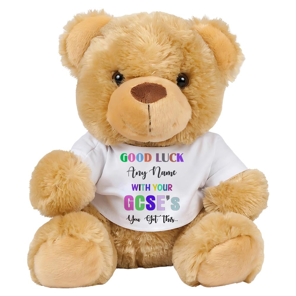 Getagift Personalised Good Luck with Your GCSEs, add 'Any Name' You've got This Gift, Exam Good Luck Gift, Soft Plush, Soft Toys, Teddy Bear. (Brown Teddy)