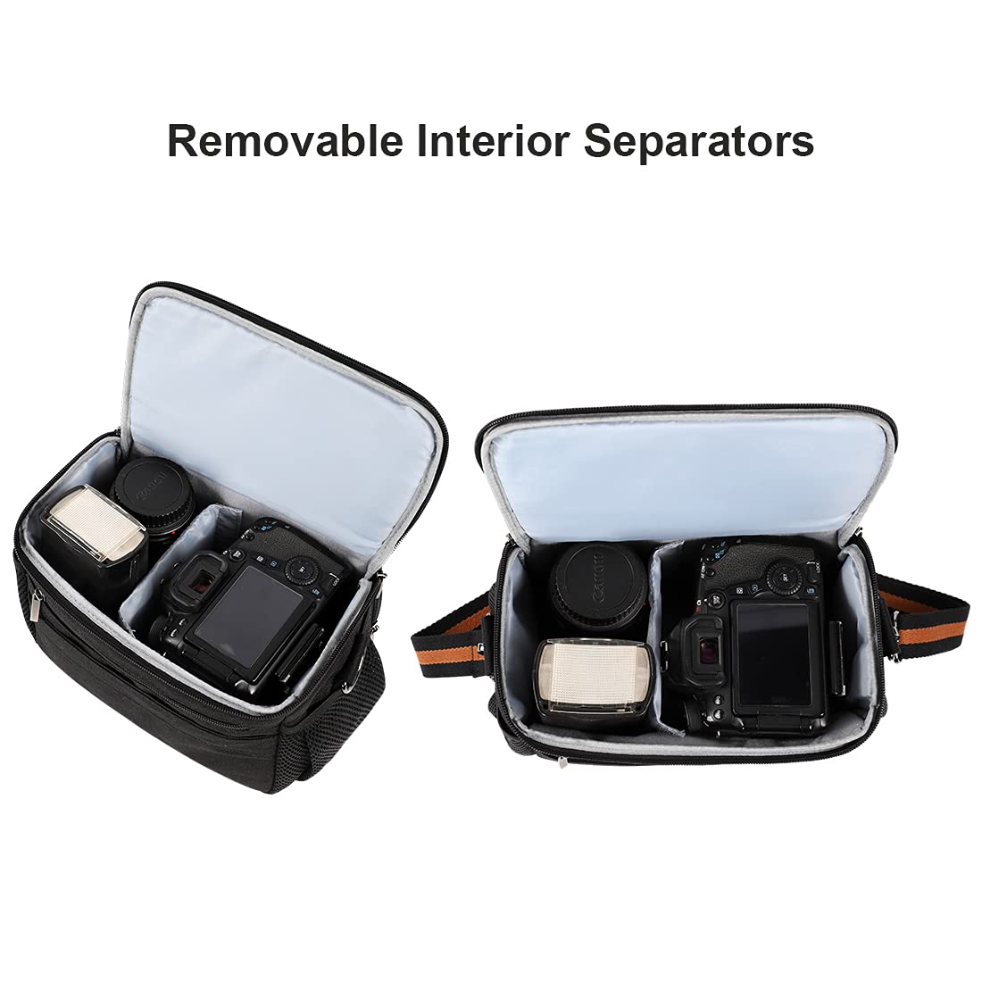 DOMISO - Borsa a tracolla impermeabile anti-shock per reflex DSLR compatibile con Nikon D90 D7000 D5300/Canon 60D 700D 5D2/Sony A580 A900/Olimpus/Fujifilm/Sony/Panasonic/Pentax/Samsung, colore: Nero