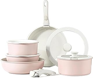 Sponsored You’re seeing this ad based on the product’s relevance to your search query.Learn more about this advertisement 11-Piece Non-Stick Cookware Set with Removable Handle: Stackable Pot and Pan Set for Induction, Gas Hobs, Oven and Dishwasher, PFAS-Free (Pink)