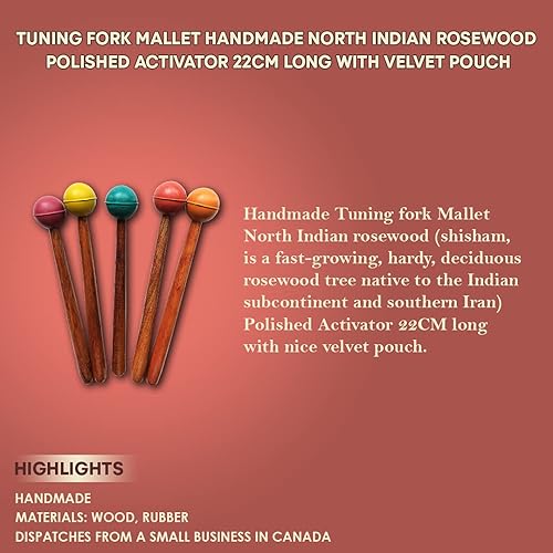 Miniatura 3 de Crabby 1 mazo de diapasón | Palisandro hecho a mano de la India del norte pulido | Activador de rana de afinación | Mazo de mango largo de 8.7 in