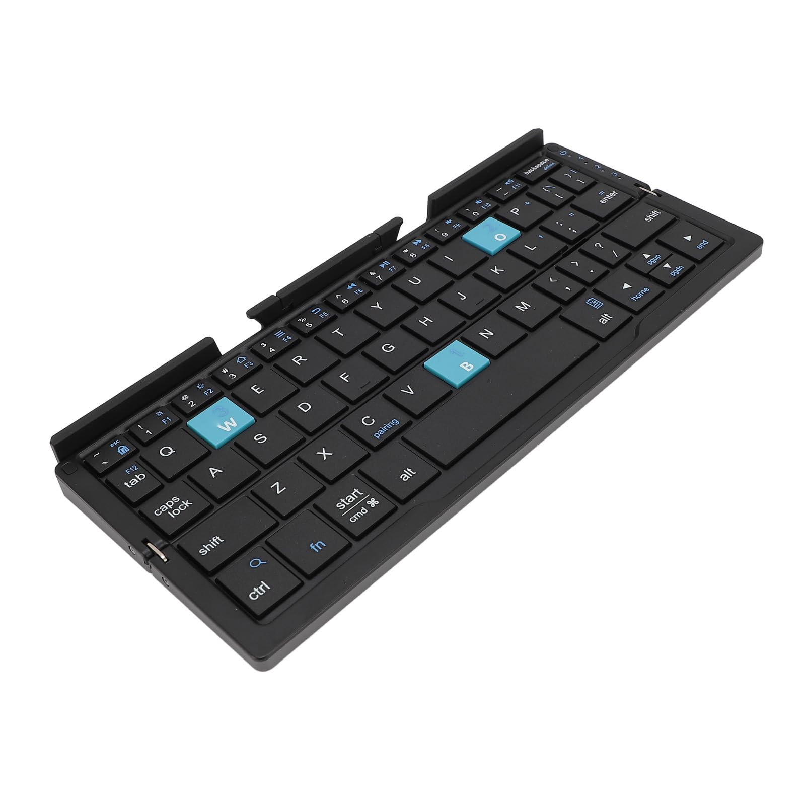 Tastiera Bluetooth Pieghevole, Tastiera Wireless Pieghevole (sincronizza Fino a 3 dispositivi), Tastiera da Viaggio Tascabile per IOS Android Tablet Telefono Laptop (Nero Grigio)
