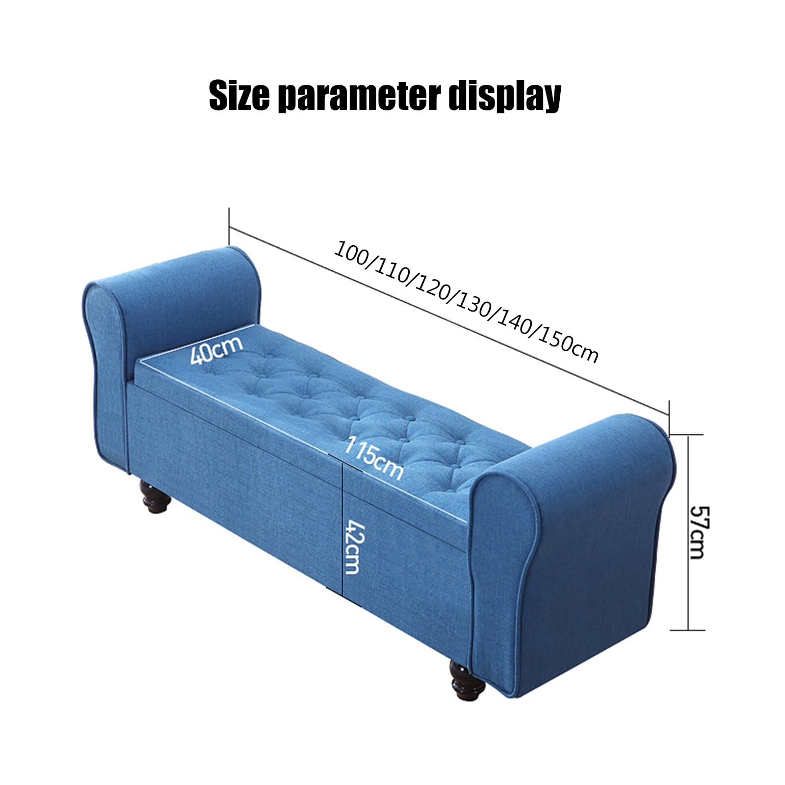 Banc Sto avec ottoman, pied de lit capitonné, coffre d'entrée rembourré cousu, pour chambre à coucher, salon, couloir (140 cm)