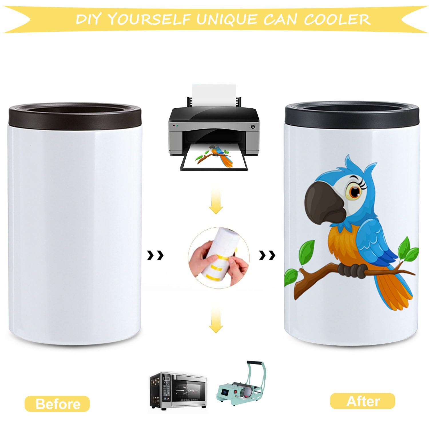 Ecolaser 8-Pack Sublimation Can Coolers – 12oz Insulated Stainless Steel With Lids & Straws, DIY Gift Set 10 thumbnail image