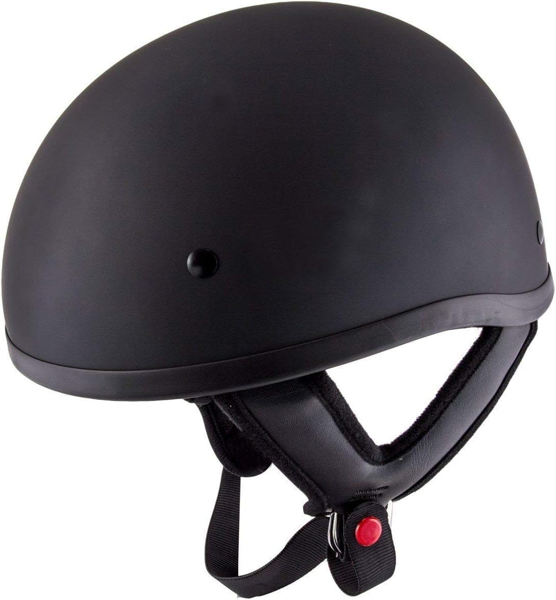 HT1 Hustler Solid Matte Black Motorcycle Half Helmet for Men & Women DOT Approved - Adult Unisex Skull Cap for Bike Scooter ATV UTV Chopper Skateboard