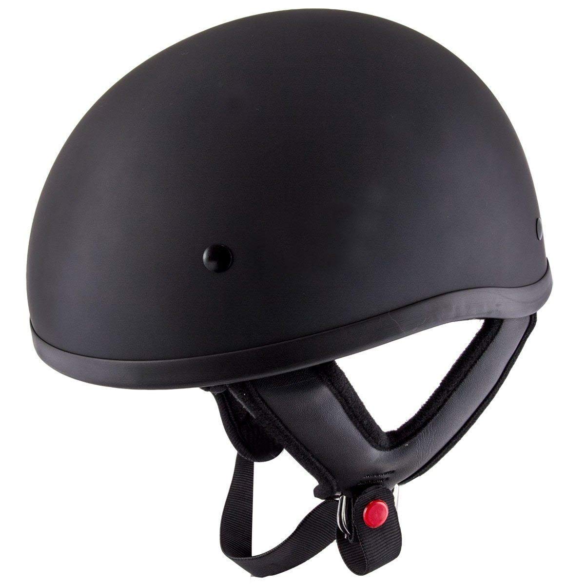 HT1 Hustler Solid Matte Black Motorcycle Half Helmet for Men & Women DOT Approved - Adult Unisex Skull Cap for Bike Scooter ATV UTV Chopper Skateboard
