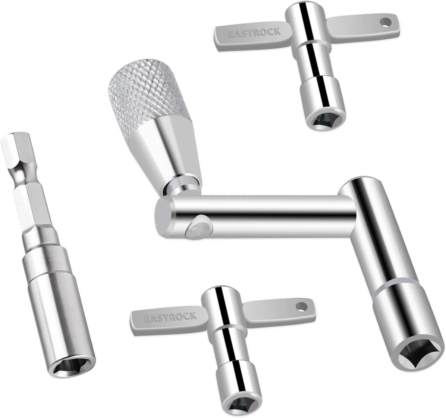 EASTROCK 4-Pack Drum Key Set – T-Style Drum Keys x2, Drill Bit Drum Key x1 & Crank Handle Drum Key x1, Universal Tuning Tool Kit for Snare, Drum Set & Percussion