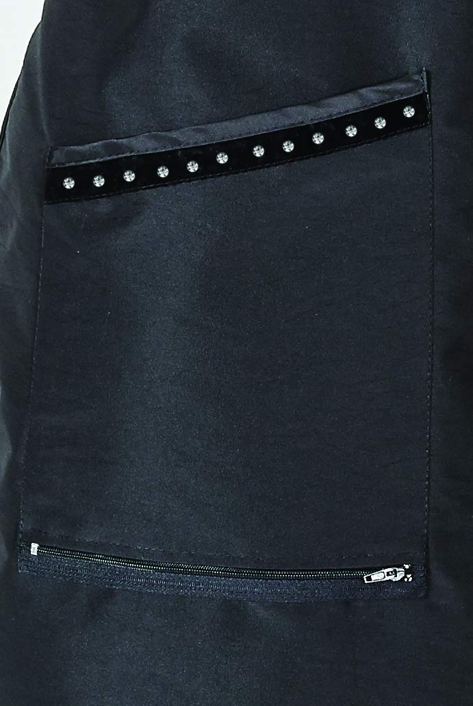 Betty Dain Glitz Salon Stylist Apron, Stylish, Lightweight, Versatile Color with Rhinestone Accents, Wrinkle Free Poly Nylon for Durability, Bottom Zipper Pockets, Adjustable Neck Closure, Black - Image 3