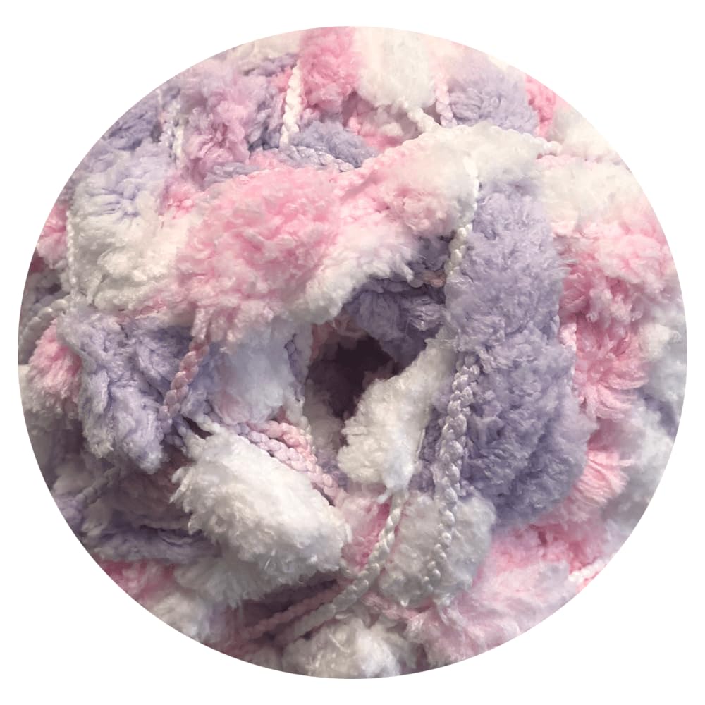 WoolCraft Pom Pom Knitting & Crochet Yarn, Popular Super Soft Baby Yarn Available in a Selection of Prints and Pastel Shades, 100% Polyester, 100 Metres, 200g Balls, Pack of 3, Candy Flosss