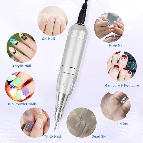 Miniatura 5 de Portable Electric Nail Drill Machine Professional 35000 RPM Manicure Pedicure Polishing Nail File Drill Kit Set with Sanding Bands for Acrylic Gel