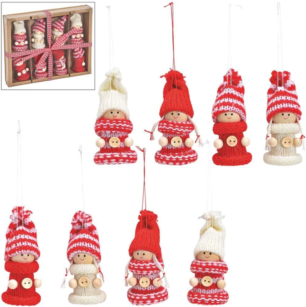 BRUBAKER Weihnachtszwerge 8-teilig - Holz & Strick Deko Für Tannenbaum