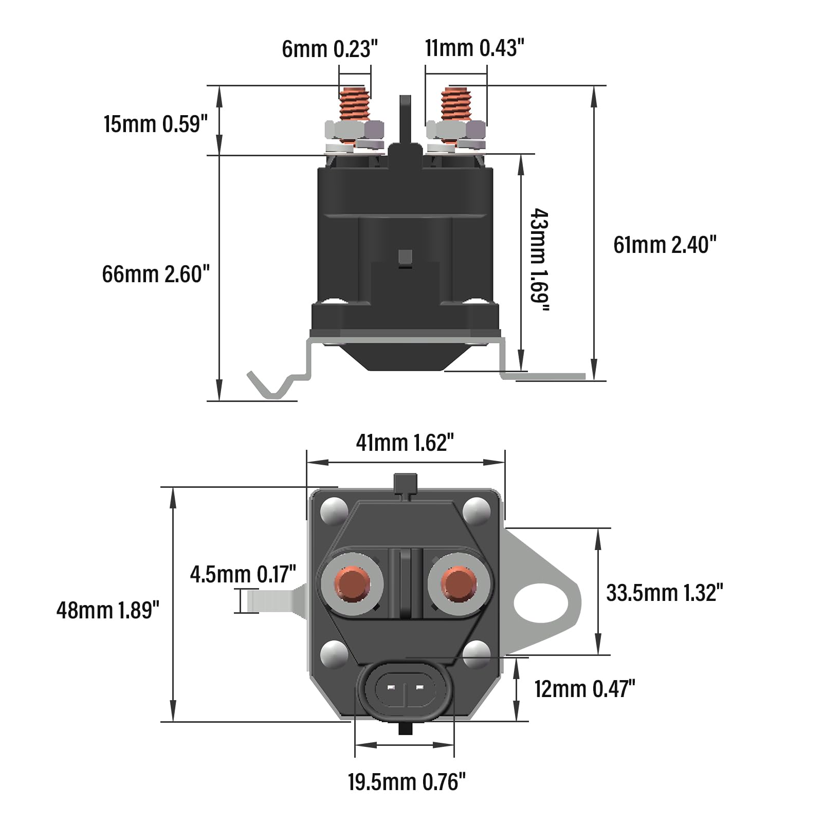 JTAREA 7CM-1241-212-51 Starter Solenoid 12V 2 Terminals Lawn Mower Solenoids Relay Replacement Parts for Trombetta 7CM124121251 M008904-000 Gravely 05167200 Riding Lawnmower Tractor - Image 2