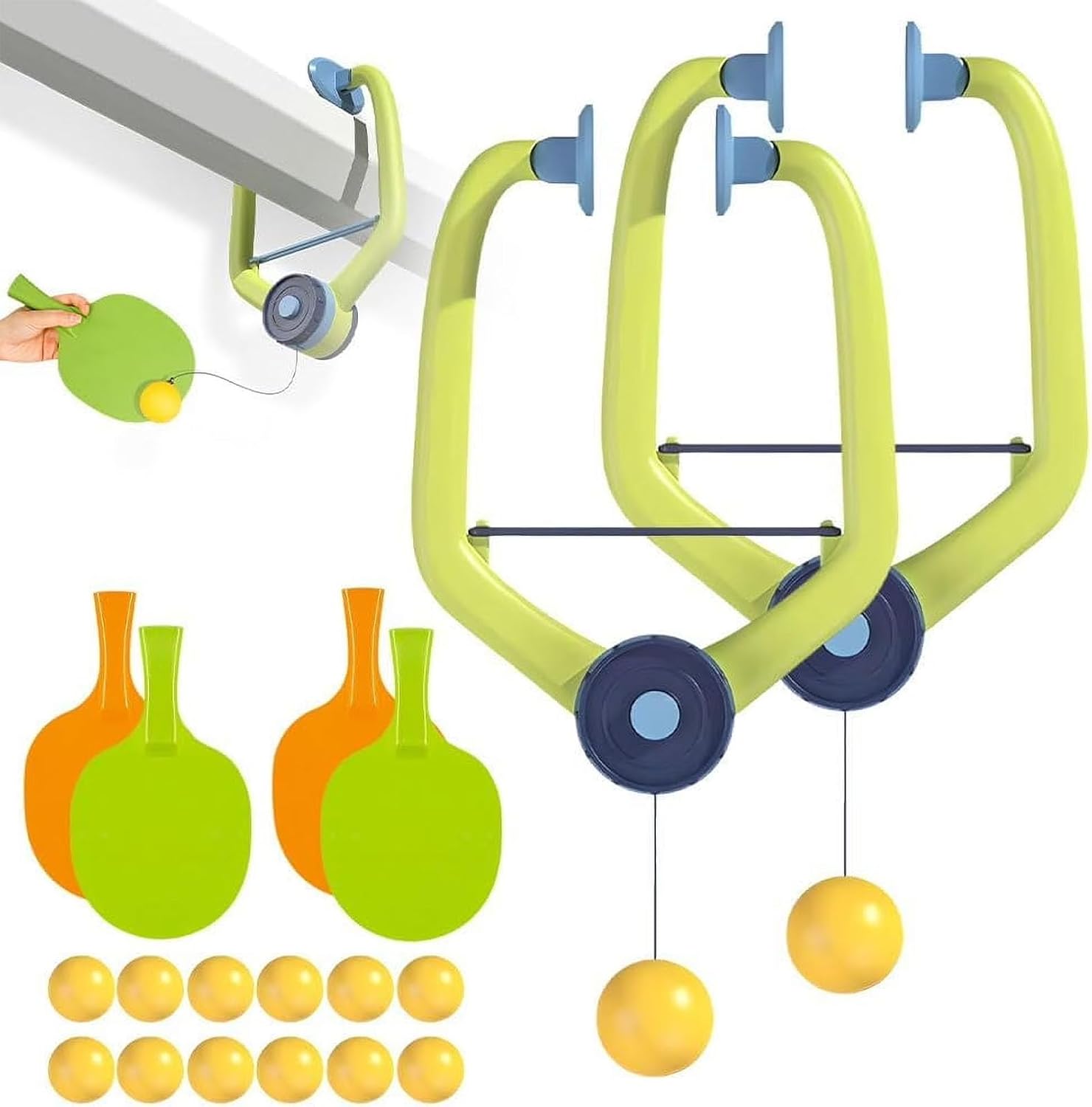 Over The Door Ping Pong Game for Kids, Hanging Doorframe Table Tennis Set, Indoor Parent-Child Interactive Game