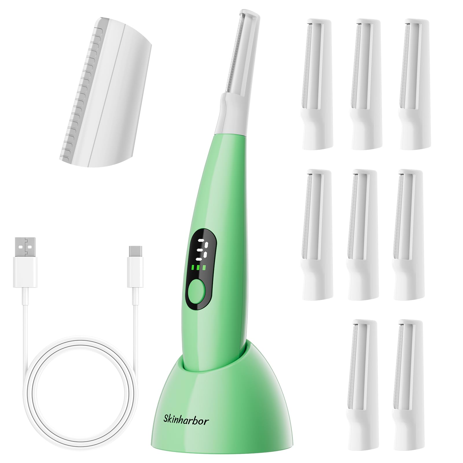 Photo 1 of Skinharbor Sonic Dermaplane Razor for Women Face,Women’S Facial Exfoliation & Peach Fuzz Hair Removal System,Anti-Aging–3 Speeds–8 Dermaplaning Blades–Rechargeable,Sonic Dermaplaning Tool