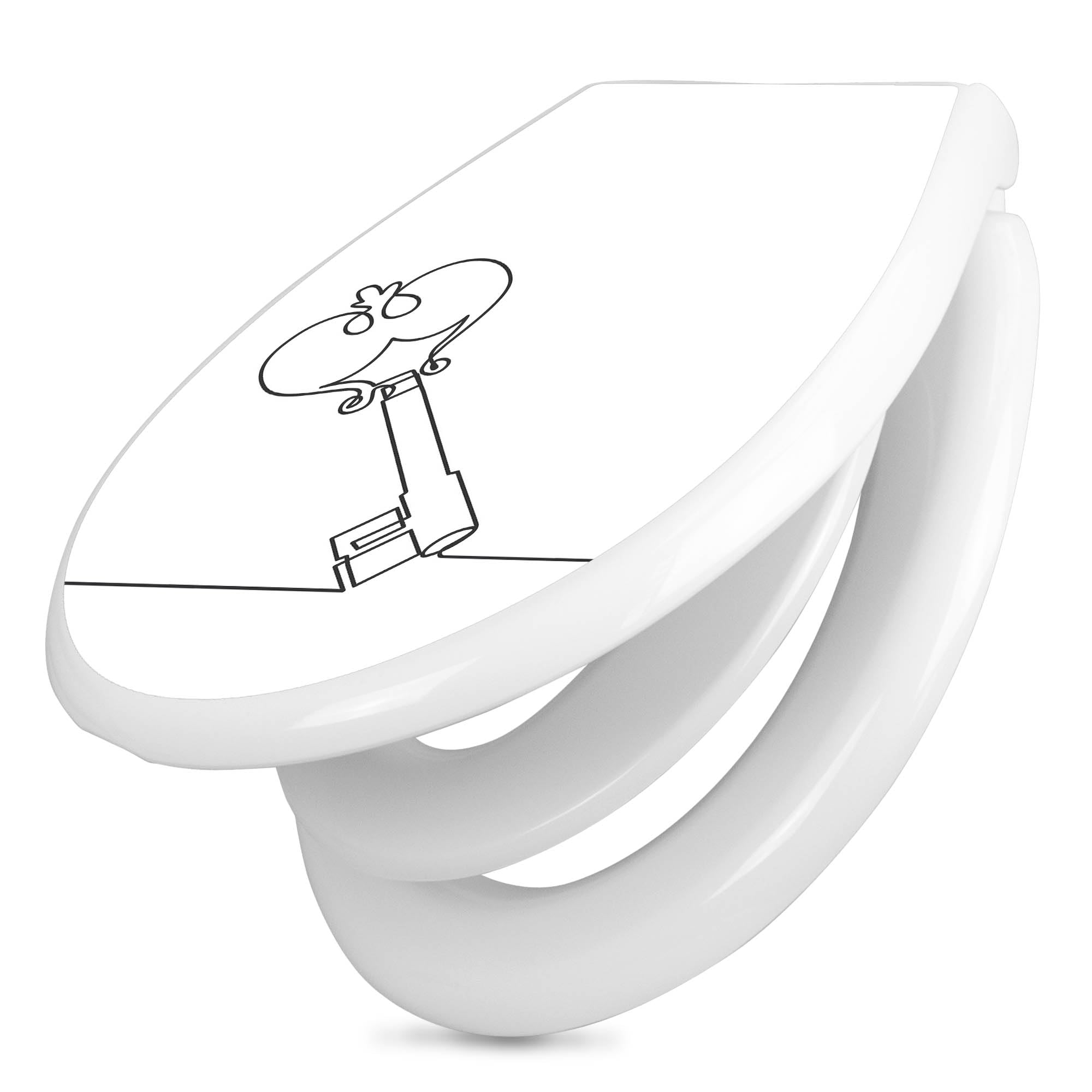 banjado Familien WC Sitz mit Absenkautomatik 44,9x37,1cm - Klobrille mit Kindersitz aus hochwertigem Polypropylen - Toilettendeckel mit Kinder Toilettensitz integriert - Motiv Hausherrin Schlüssel 2