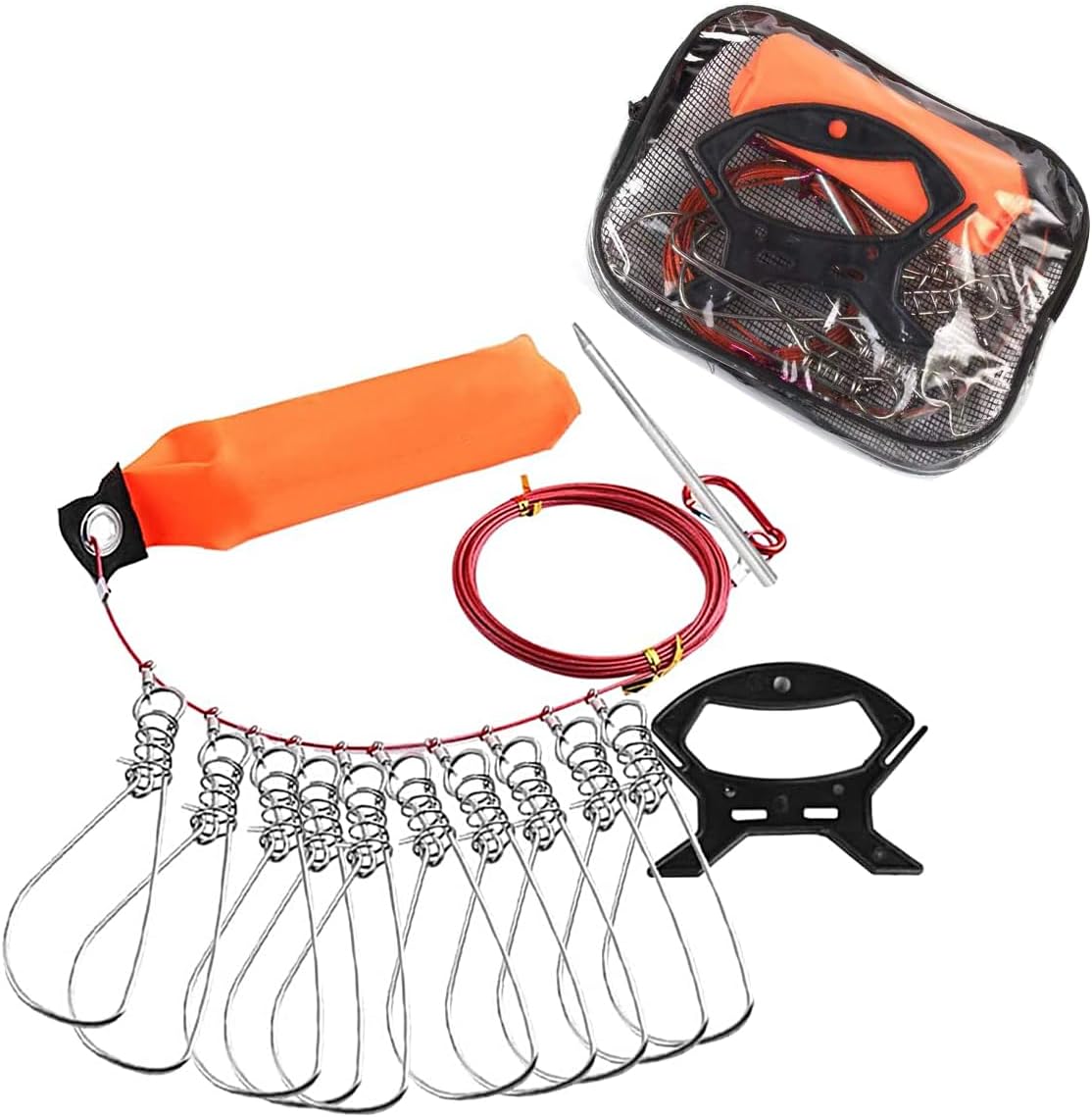ZONADAH Fish Stringer Kit Fishing Stringer Live Fish Lock Fishing Stringer Clip Heavy Duty Fish Lock Cable Ropes with 10 Stainless Steel Lock Snaps Fishing Gear Kit Accessory