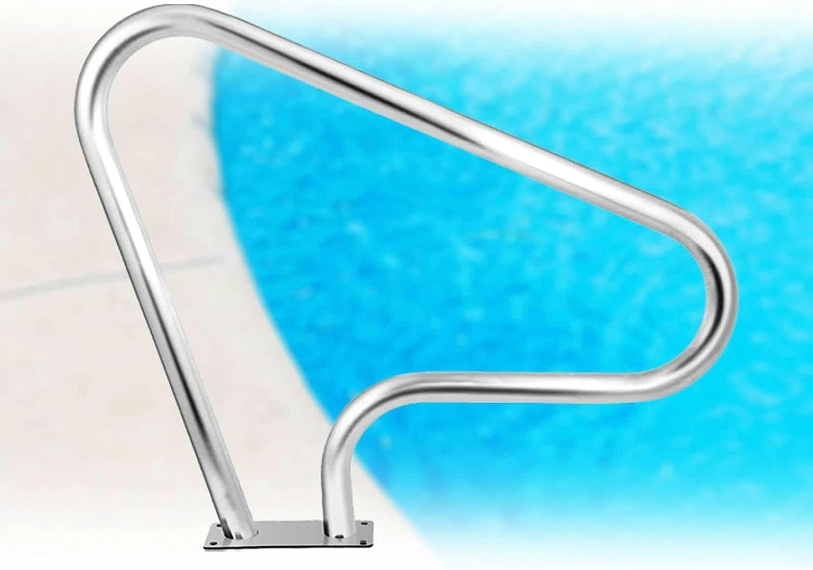 Main-courante de piscine en acier inoxydable durable avec base de montage rapide 39"x31,9"