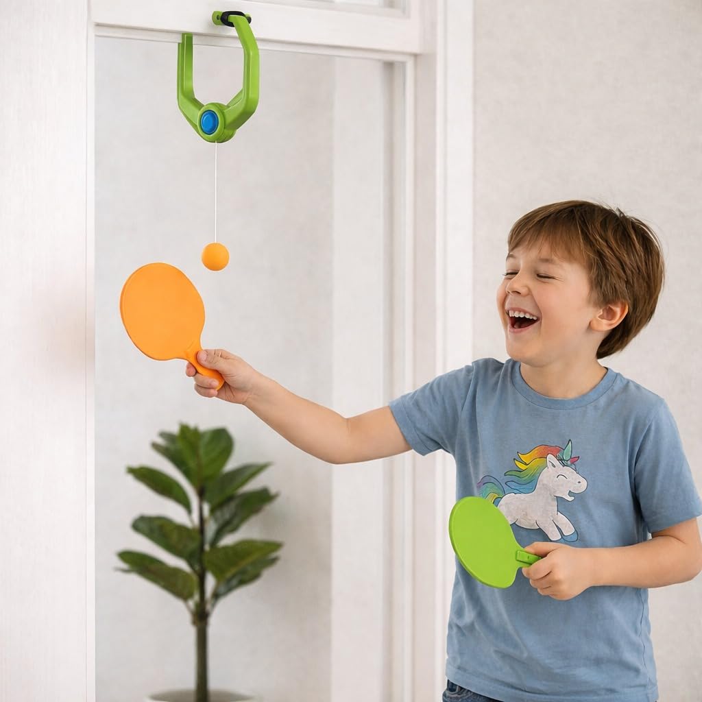 OXSAM Hanging Table Tennis Trainer for Kids | Indoor Table Tennis Toy with Adjustable Ball | Bat & Ball Game Set for Boys & Girls (7–14 Years) | Home Sports Practice & Birthday Gift 1