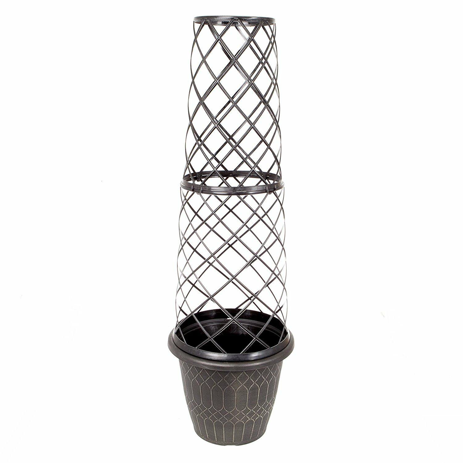 Muddy Hands Brushed Champagne 21 Litre Plastic Trellis Planter Climbing Plants Support Petunias Geraniums Sweet Pea Runner Bean Tomato Plant Pot