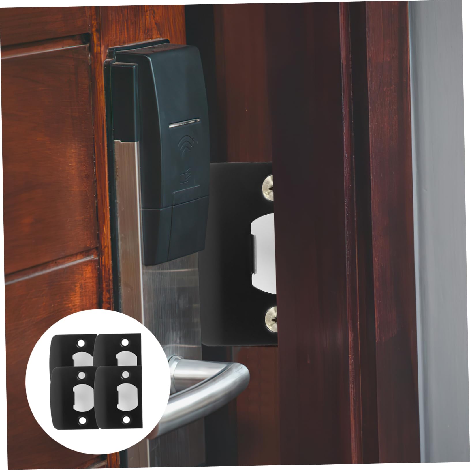 EXCEART 16 Ensembles Boucle à Ardillon Verrouillable Bouche-Trou Plaque De Recouvrement pour Pêne Dormant Gâche Plaque De Renfort De Porte Kit De Réparation en Métal Acier Inoxydable Black