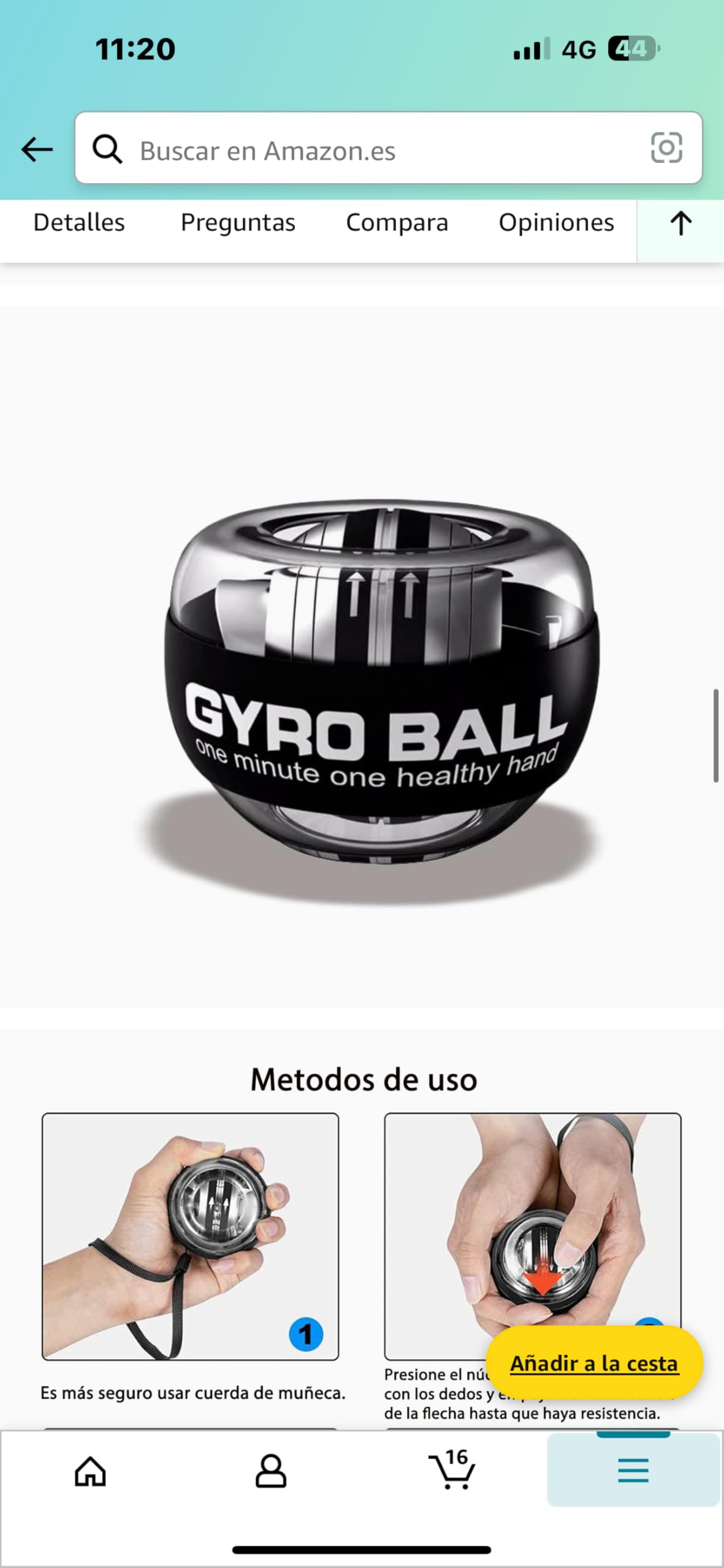 Gyro Ball : balle de rééducation et d'entraînement, renforcement du poignet et avant-bras, force de préhension de JCSSHOPING, avec lumières LED et noyau inoxydable et étui de luxe en cadeau