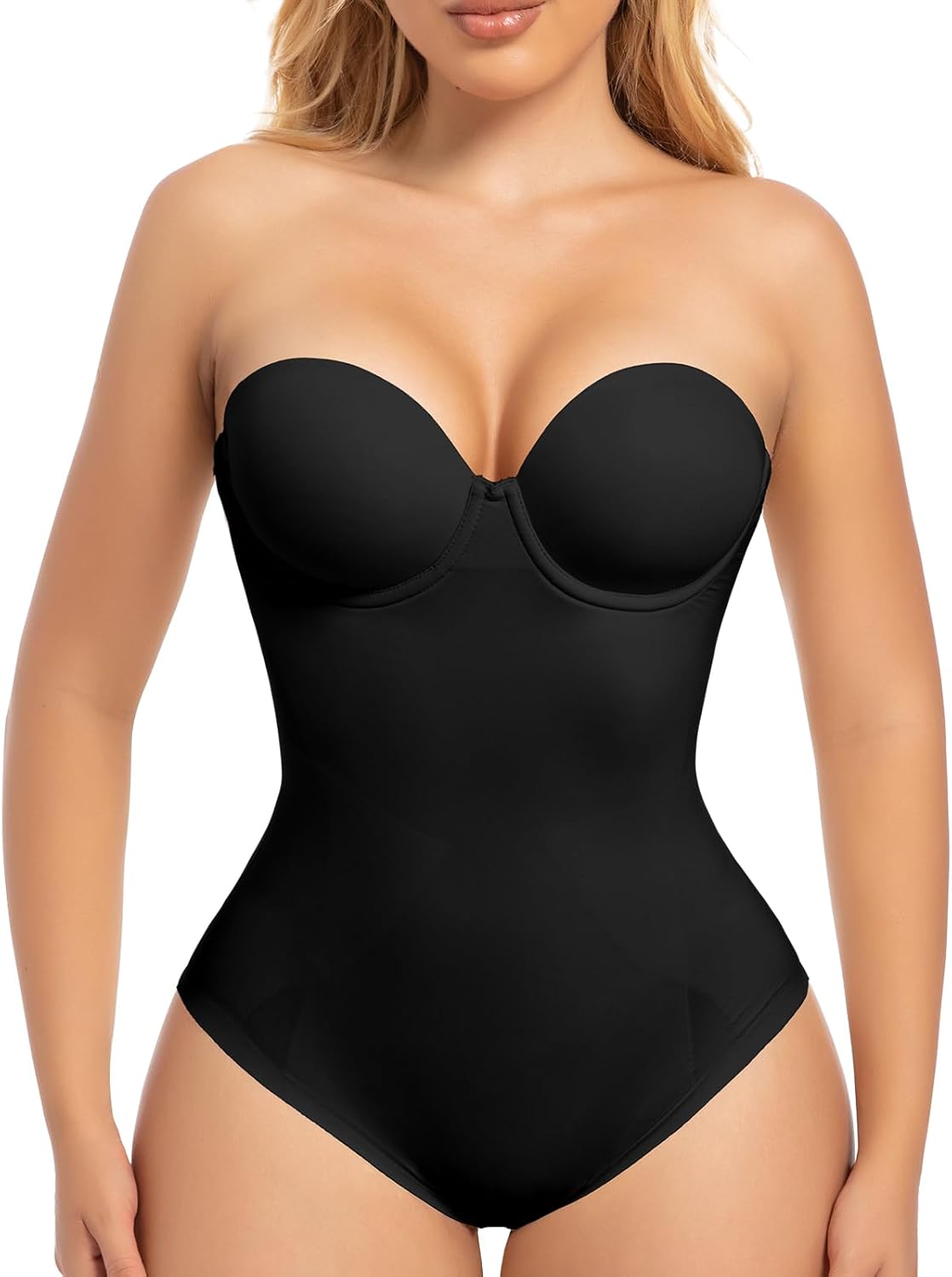 Slimers Strapless Shapewear Seamless Bodysuit - Tummy Control Sculpt Body Shaper : Removable Straps Butt Lifting Shapewear