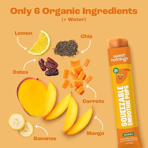 Miniatura 7 de Sweet Nothings, Mango, USDA Organic Kids Super Fruit Smoothie Pops, paquete de 6, sin colorantes, sin azúcar añadida, sin lácteos, vegano, orgánico