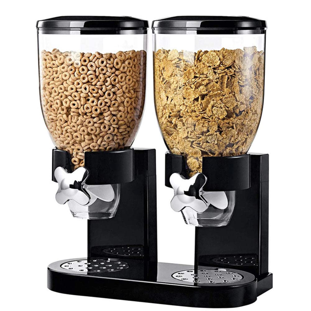 Dispensador de cereales Dispensador de cereales de encimera Dispensador automático de granos Máquina de cereales de doble cubeta Tanque de almacenamiento de avena para el hogar Adecuado para almacen