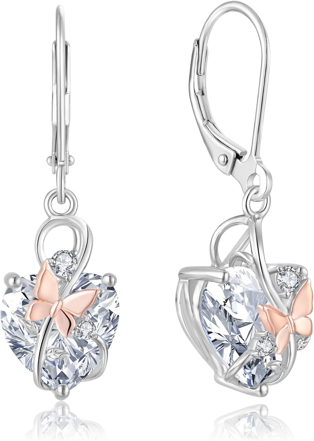 Oskani Dangle Drop Leverback Earrings for Women, 925 Sterling Silver Infinity Butterfly Heart July Birthstone Ruby Color Earrings Jewelry Gifts, Anniversary Birthday Gifts for Her