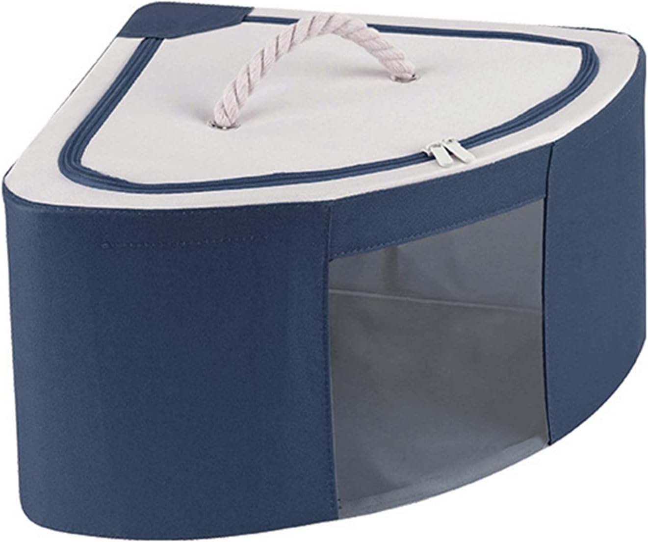 Foldable Storage Bins Cubes Boxes with Lid, Triangle Corner Collapsible Fabric Storage Box Navy