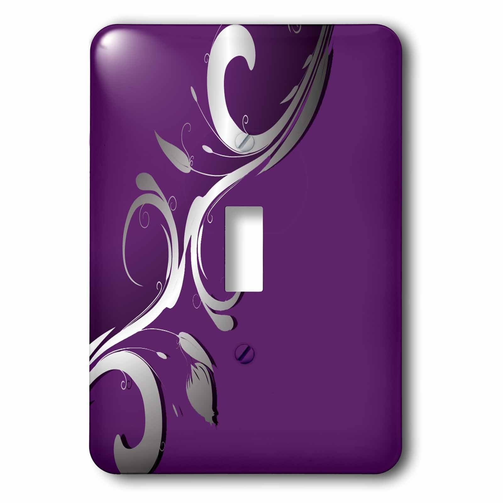 Interruptor de palanca único con fondo morado y placa embellecedora multicolor 3dRose