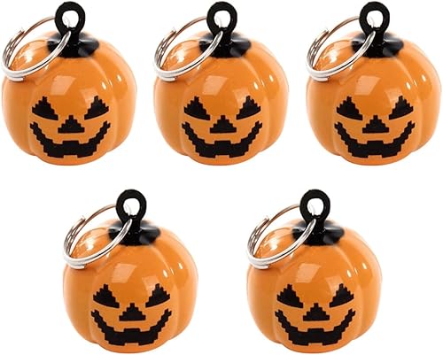 balacoo Collar de calabaza para mascotas, 10 unidades de campanas de cobre para mascotas, forma de calabaza, seguro de liberación rápida