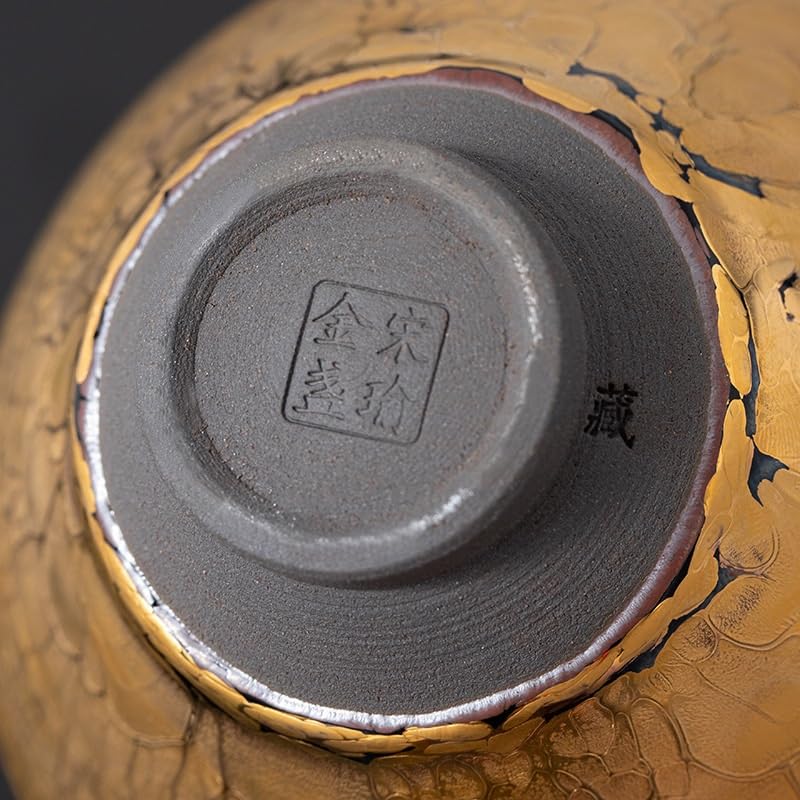Tazas de té Pequeñas Taza de té dorada gran tamaño, tazón hecho a mano, taza Taza de té de Kungfu
