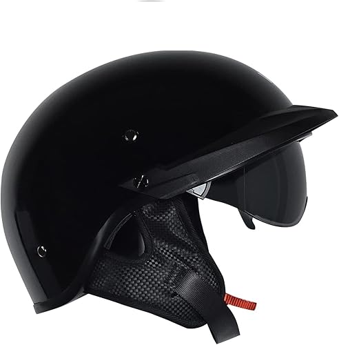 Casco de motocicleta vintage con cara abierta, aprobado por DOT, medio casco retro con protector solar desplegable para bicicleta, crucero, scooter
