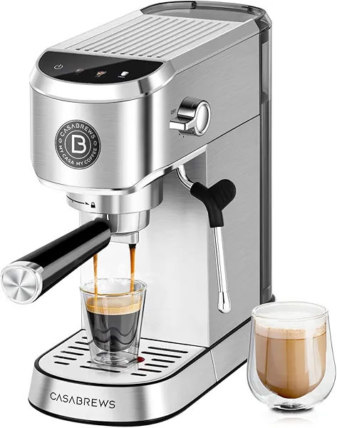 CASABREWS CM5418J Espresso Machine 20 Bar, Professional Espresso Maker with Milk Frother Steam Wand, Stainless Steel Cappuccino Latte Machine with 34oz Removable Water Tank and Touchscreen, 