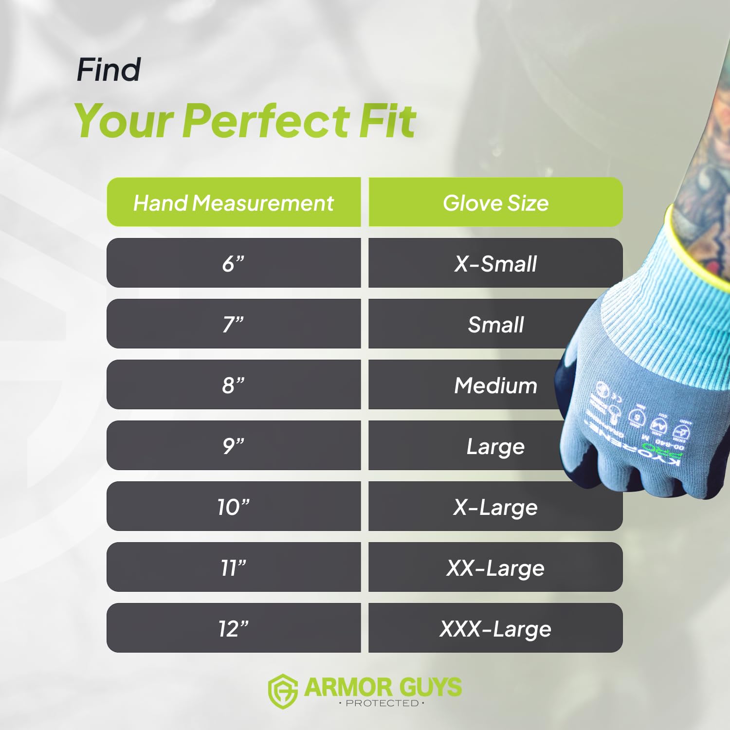 Armor Guys Kyorene Pro 00-840 - Guantes de trabajo resistentes a cortes A4, grafeno, agarre de nitrilo, duraderos, transpirables para uso industrial, L, 12 pares