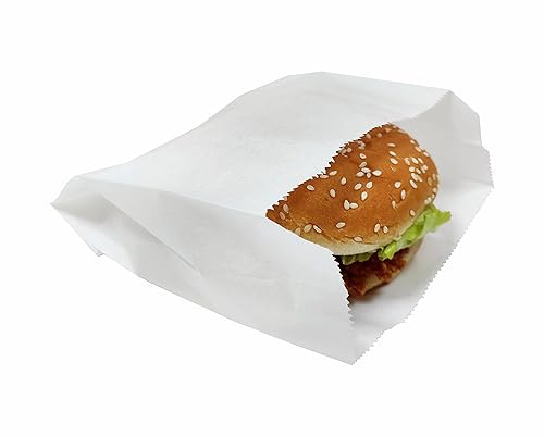 Miniatura 2 de Bolsas de papel Kraft 100% resistentes a la grasa, 5 x 6 x 2 pulgadas, 100 unidades, perfectas para hamburguesas, sándwiches, panadería, dulces y