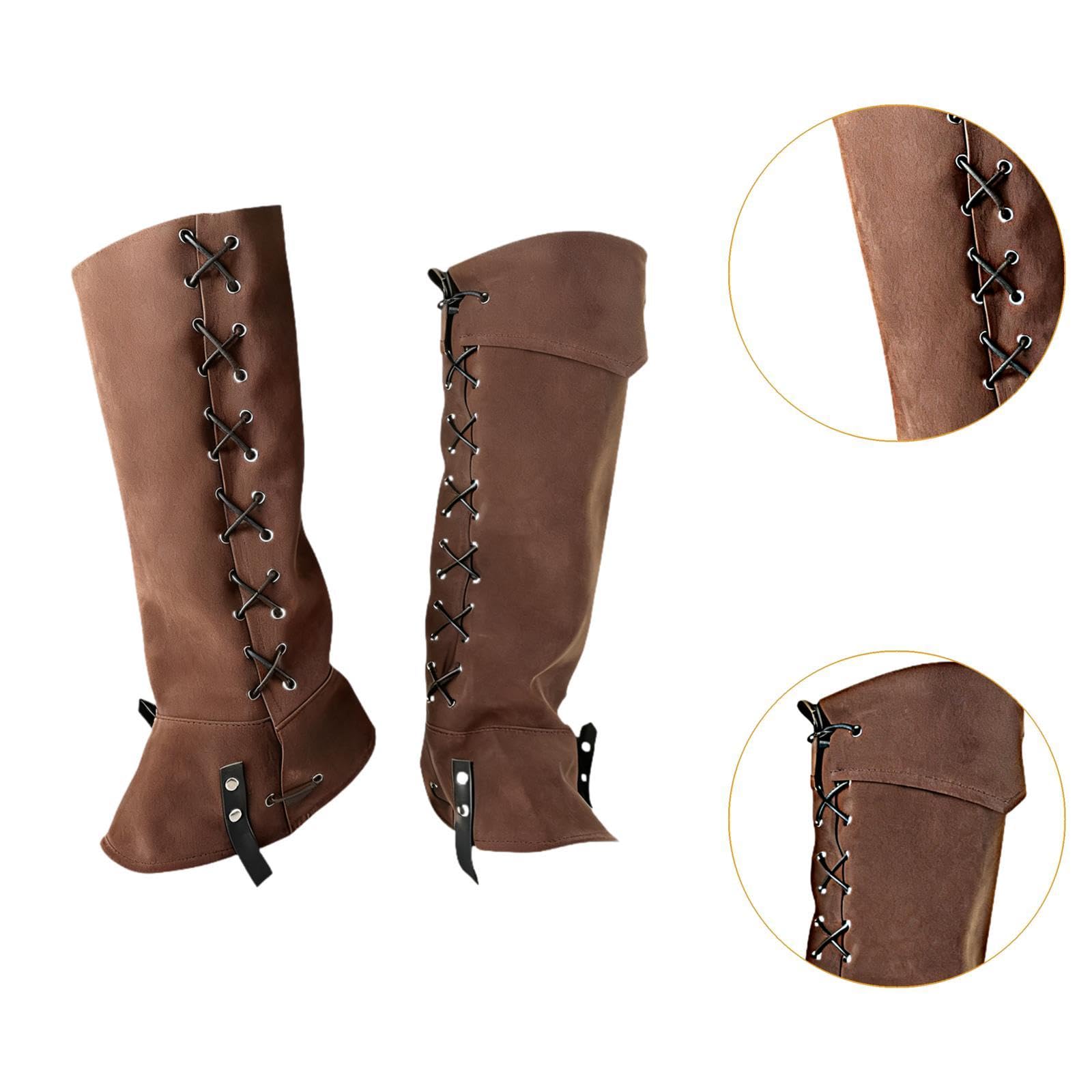 Cubrebotas de Pirata con Polainas Medievales Ligeras, Protectores de Piernas Steampunk, Cubrezapatos Universales, Accesorio de Disfraz para Hombres, a, Caqui