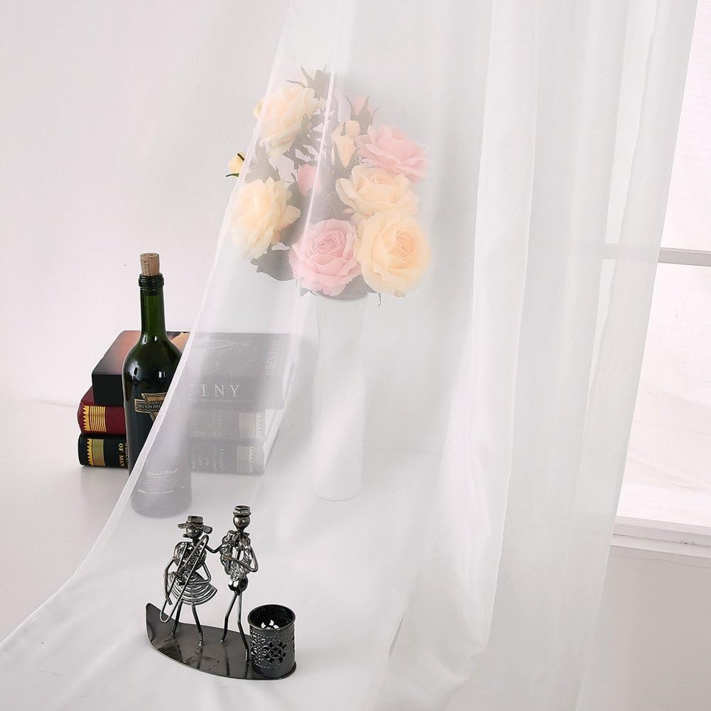 Premium White Sheer Curtains Elegant Window Sheers Voile for Wedding 54 Inch Wide x 108 Inch Long White 2 Panel Set