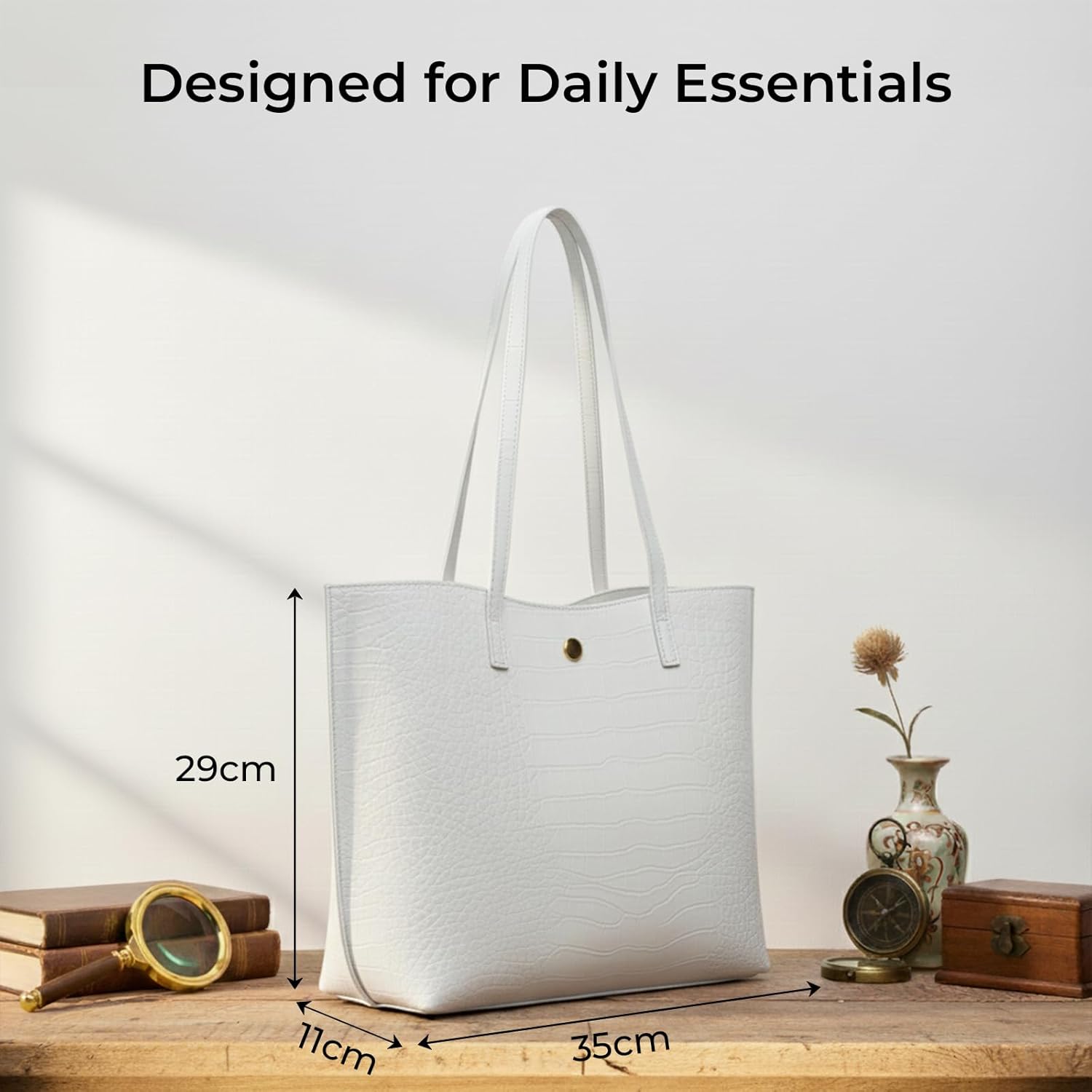 VIMALIFE Large Tote Bag for Women, Lightweight Shoulder Bag for Office Work Travel Shopper Handbag Everyday Purses for Women