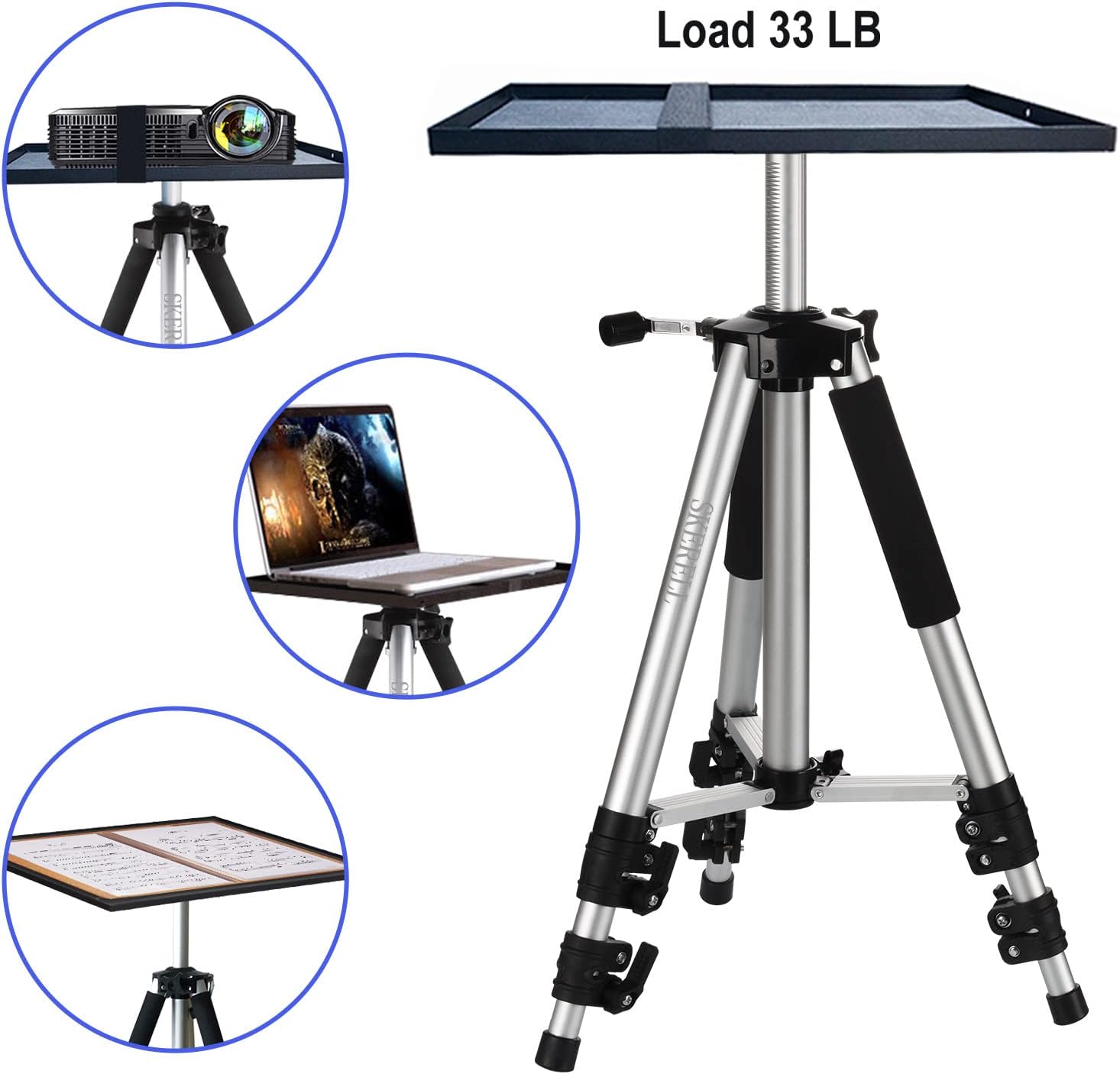 Greatest Product SKERELL Projector Stand,Universal Laptop Stand,Multi-Function Aluminum Alloy Tripod Stand with Tray and Ball Head,Carry Bag,Adjustable Height from 17-48 inch(Silver) Exclusive SKERELL Projector Stand,Universal Laptop Stand,Multi-Function Aluminum Alloy Tripod Stand with Tray and Ball Head,Carry Bag,Adjustable Height from 17-48 inch(Silver)