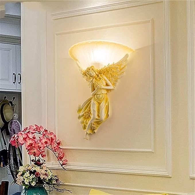 NZDY European Angel Wall Light Living Room Bedroom Creative American Bedside Lamp Gear Stairs Simple Background Wall Lamps Lighting Wall Lamp,Left photo 3