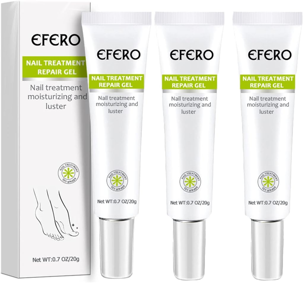 3 PCS efero Nail Treatment Repair Gel,Nail Repair Cream,Toe Be Health Instant Beauty Gel for Nail Growth Care,Restores Appearance of Discolored or Damaged Nails