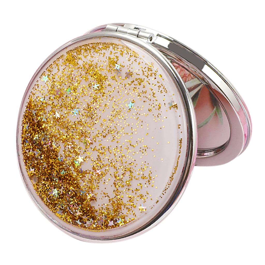 Miroir de maquillage compact Jojomis mini miroir rond doré de poche pour femme