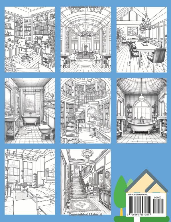 House Interior Coloring Book:: For Adults with Inspirational Home Designs image 3
