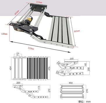 RV Steps,Folding RV Step,Single Layer Electric Retractable RV Stairs,440 LBS Load Capacity,Aluminum Alloy Steps,ElectricWithLight,Safe Entry and Exit