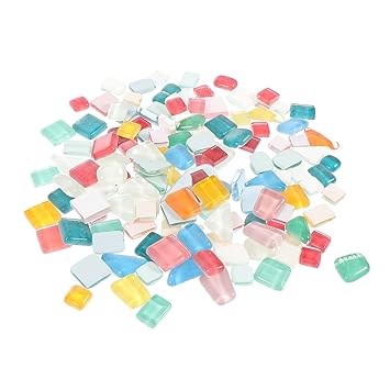 Square Crystal Glass Mosaic Tiles Pieces Chips Vases Picture Frames Flowerpots Mosaic Pieces with Box for DIY Arts Crafts Home Decoration (Mixed)'