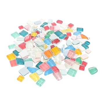 Square Crystal Glass Mosaic Tiles Pieces Chips Vases Picture Frames Flowerpots Mosaic Pieces with Box for DIY Arts Crafts Home Decoration (Mixed)'