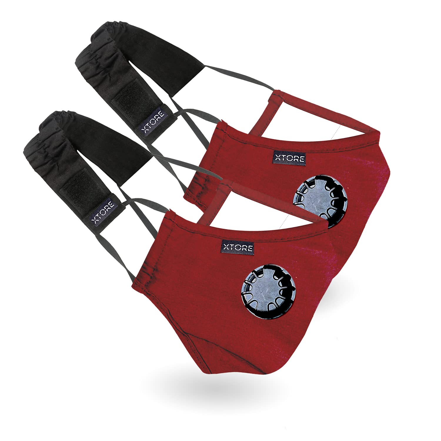Xtore N-95 FDA CE Certified Pure Cotton Anti-pollution Reusable Washable mask with Valve for Men and Women with 2 Filter, 2 Head Band (Red) - Pack of 2 (B094829HNZ) Amazon Price History, Amazon Price Tracker