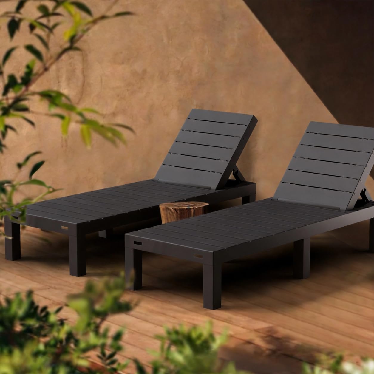 Luxirest Set di 2 sdraio da giardino per esterni, schienale regolabile, con cuscino (grigio)