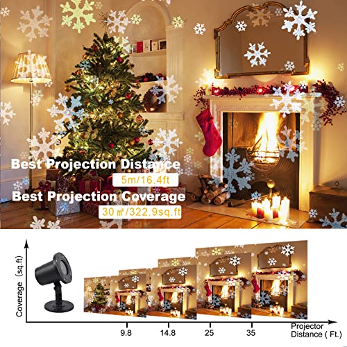 Christmas Snowflake Projector Lights, Weatherproof Led Snowfall Lights Outdoor Patio Garden Decorative Lighting For Christmas Xmas Holiday Wedding Indoor Home Party Decoration Show #TOP4